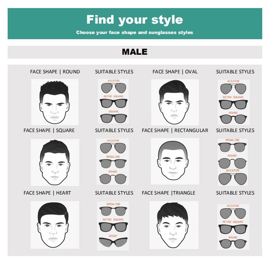 Face shape shop sunglasses male