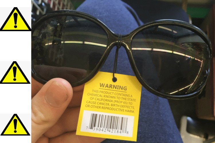 Sunglasses P65 Warning Lable
