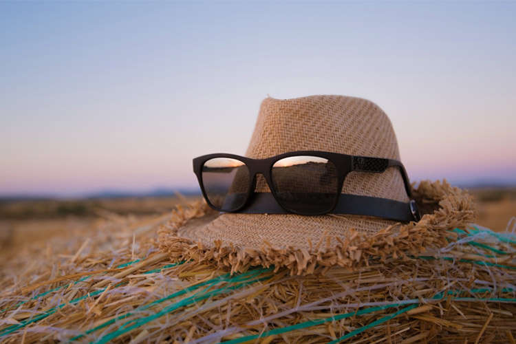 sunglasses on hat